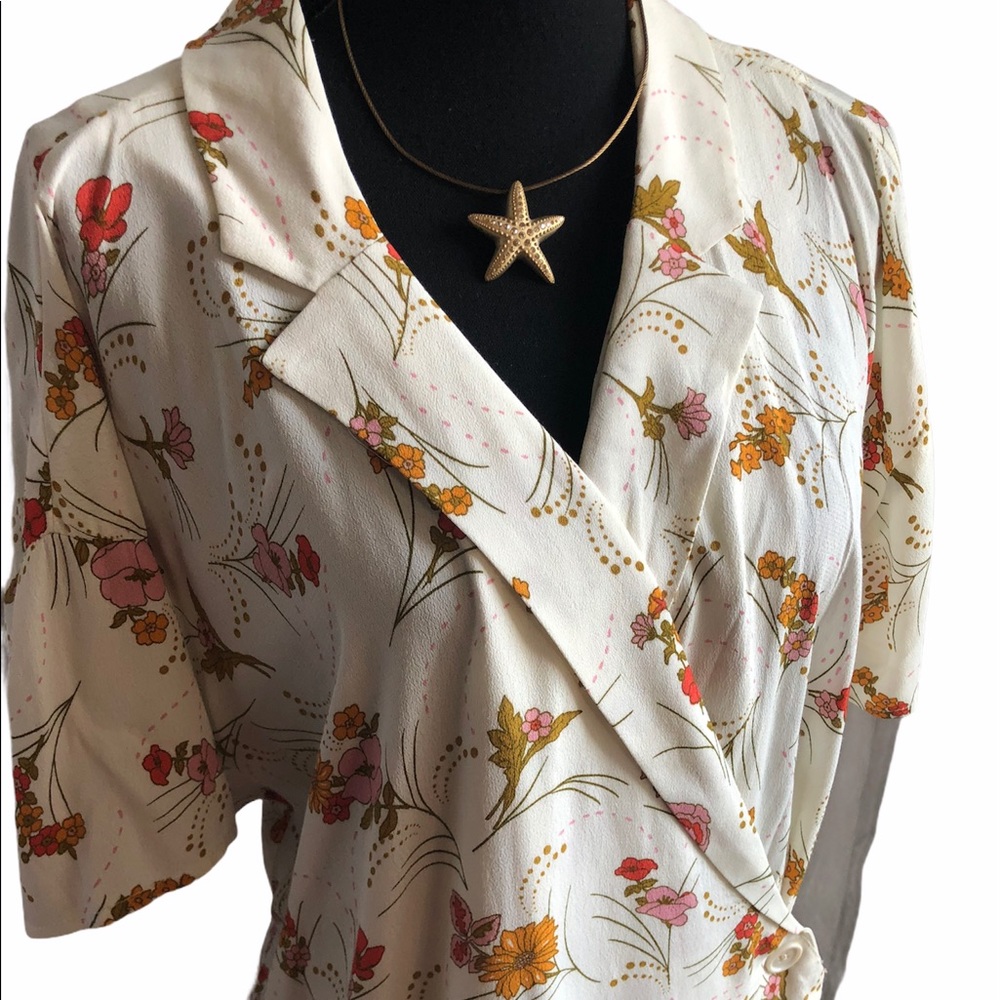 Modcloth 1x short sleeve double button blouse